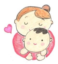 赤ちゃんを中心とした親子三人の画像