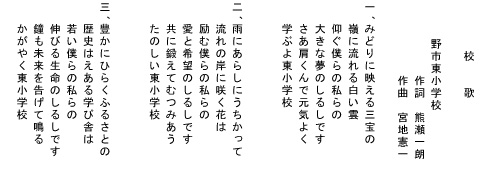 野市東小学校 校歌