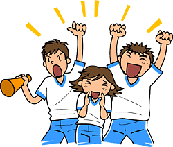 体操着姿の生徒が応援しているイラスト