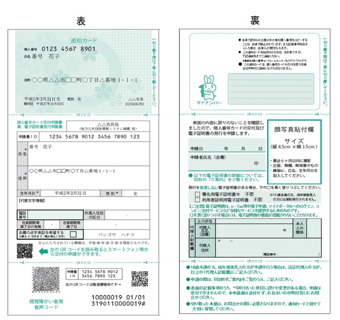 通知カードの見本