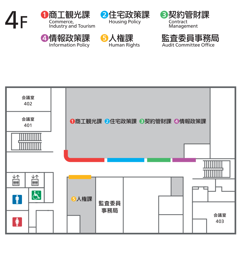 香南市役所4階の案内図