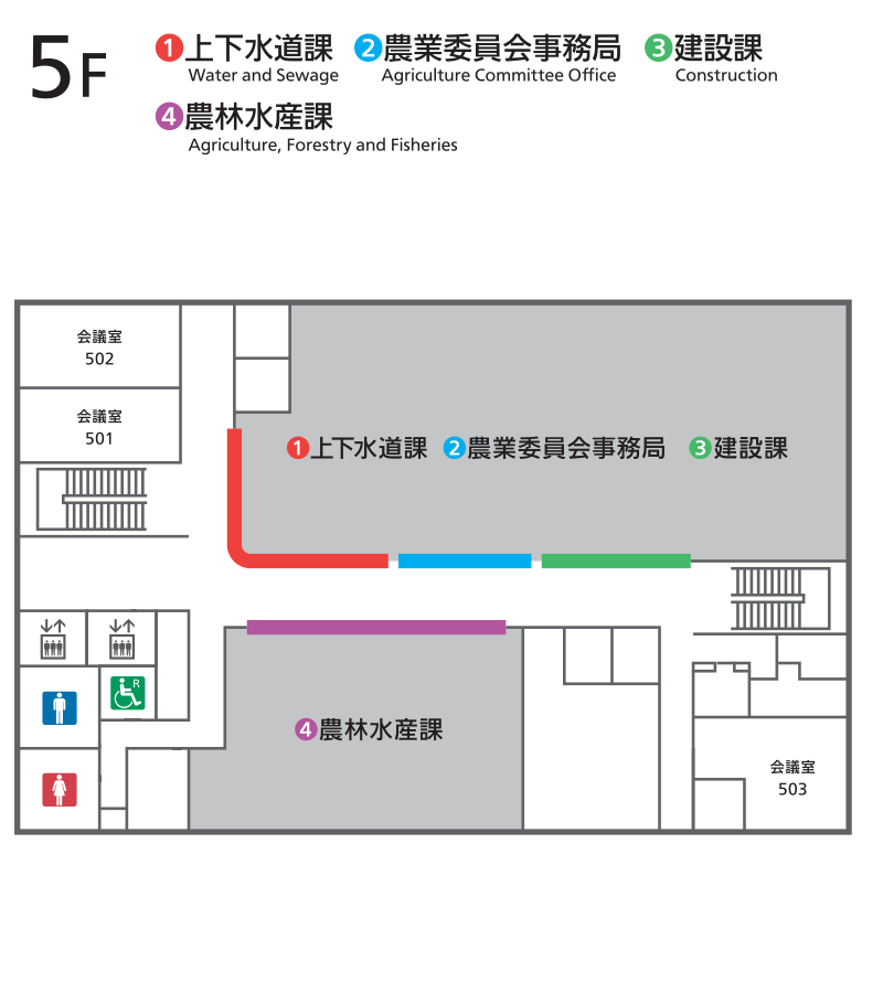 香南市役所5階の案内図