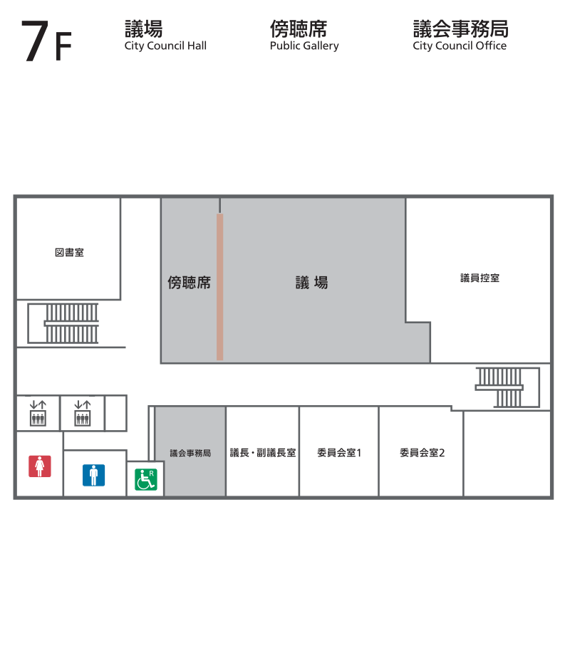 香南市役所7階の案内図