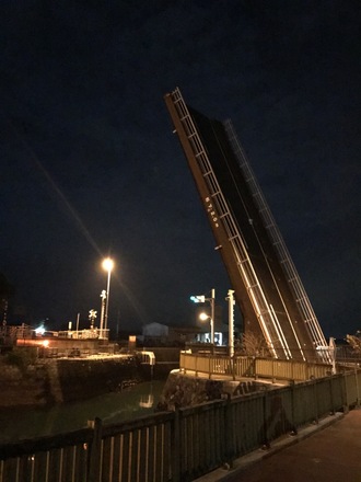 手結港可動橋が上がっている写真