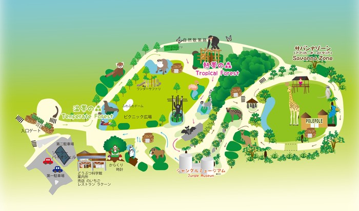 高知県立のいち動物公園のマップの縮小画像