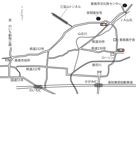 安岡家と文化財センター地図