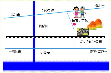 佐古小学校の位置を示した地図