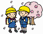 満開に咲いた桜の木の前に、制服を着てランドセルを背負っている女の子と男の子が立っているイラスト