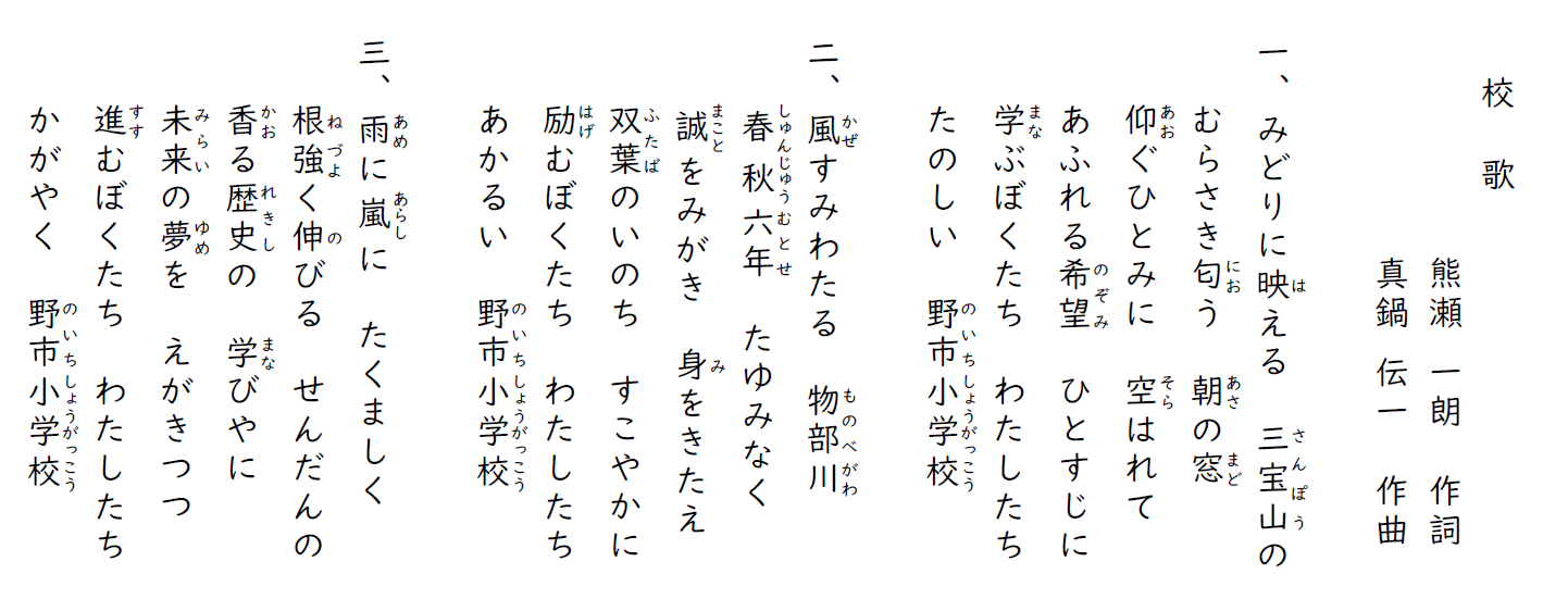 野市小学校校歌歌詞