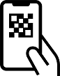 スマートフォンでQRコードを読み取っているイラスト