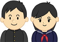 制服姿の男子生徒と女子生徒のイラスト