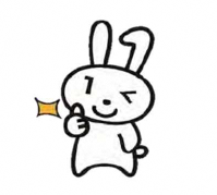 ウインクをしたウサギが親指を立ててGoodをしている画像。